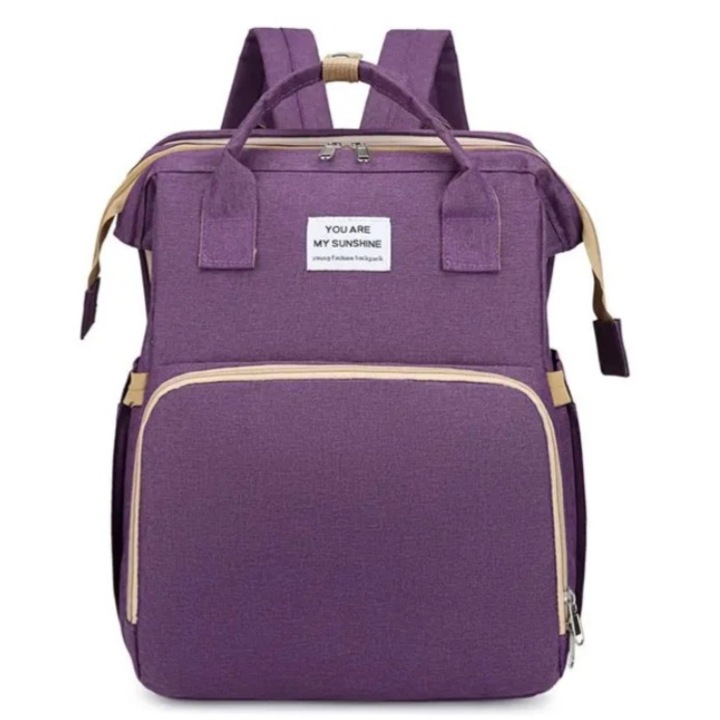 Rucsac pentru bebelusi, Multifunctionala cu patut pliabil, Mov