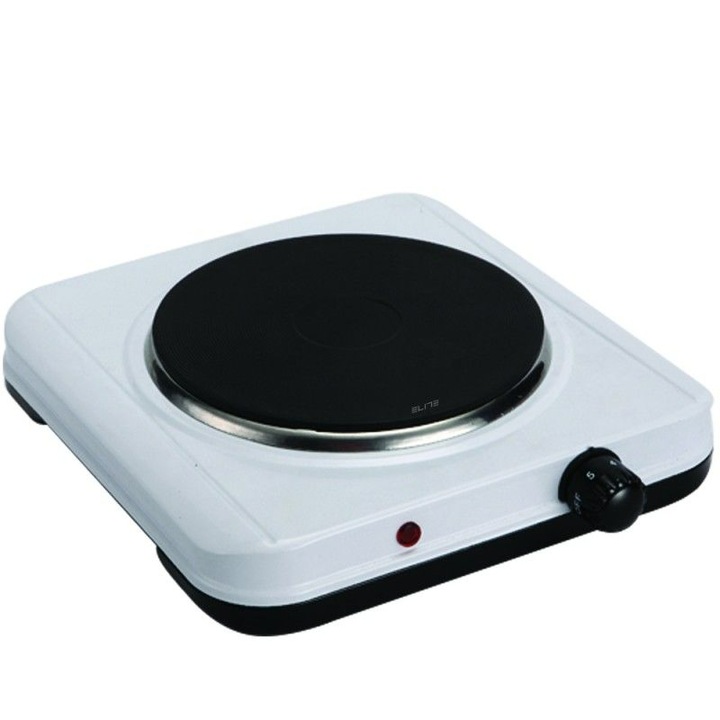 Plita electrica Elite, Fonta, 1500W, Alb/Negru