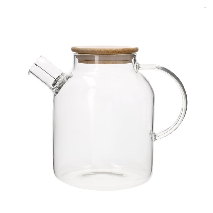 Homla tea infuzáló, üveg/bambusz, 1,8l, átlátszó/barna