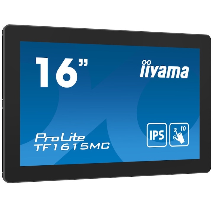 Monitor érintőképernyővel, Iiyama ProLite TF1615MC-B1, FHD, IPS /VGA HDMI DP/IP65, 16" fekete