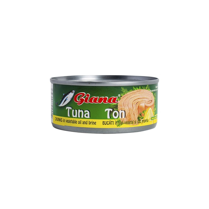 Conserva de ton bucati, in ulei vegetal si suc propriu, Giana, 170g