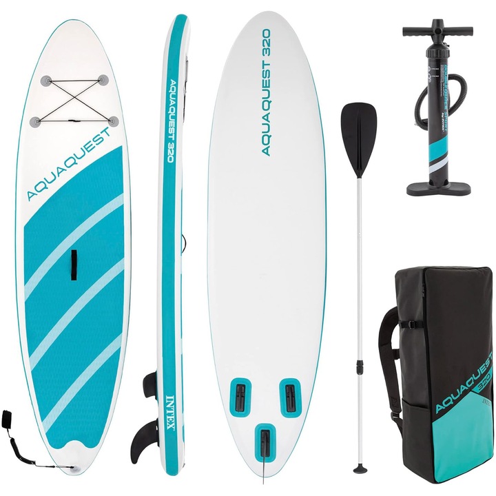 Set SUP Intex Aqua Quest 320, 320x81x15 cm, geanta transport, lesa, pompa, vasla