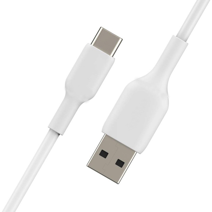 Кабел за данни/зареждане, Tenor PowerCatch, USB-A към USB-C, 3A, Бързо зареждане, 1 м, Бял