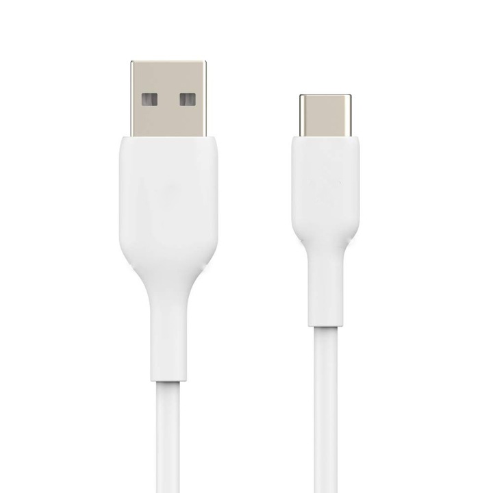 Кабел за данни/зареждане, Tenor PowerTwine, USB-A към USB-C, 3A, бързо зареждане, 1 м, бял