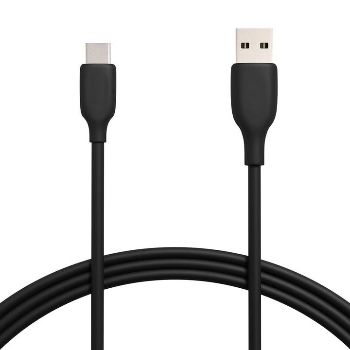 Кабел за данни/зареждане, Tenor PowerCatch, USB-A към USB-C, 3A, бързо зареждане, 1 м, черен