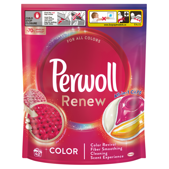 Detergent de rufe capsule Perwoll Renew Color, 42 spalari