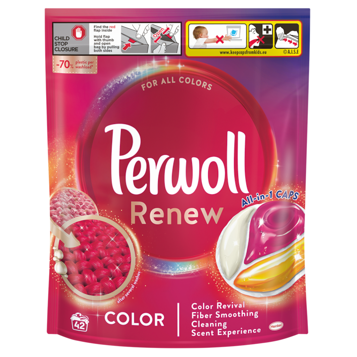 Капсули за пране Perwoll Renew Color, 42 пранета