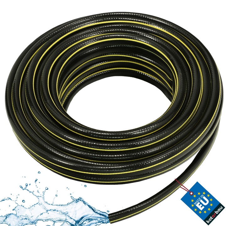 Furtun de gradina, Kotarbau, Cu 4 straturi, 1/2'', 20m, Negru//Galben