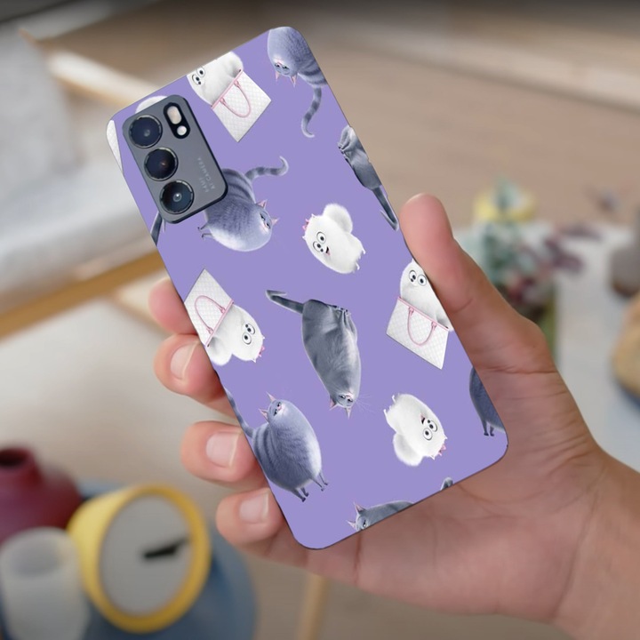A borító kompatibilis az Oppo Reno 7, Viceversa, Chloe modell és The Secret Life of Pets Gidget mintával, szilikon, TPU