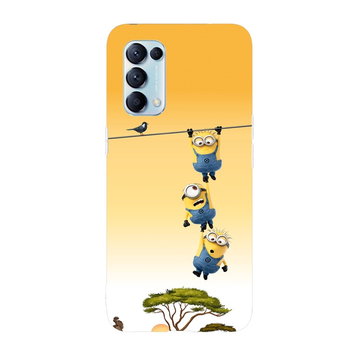 Кейс, съвместим с Oppo Reno 7, Viceversa, Hanging on the rope Minions model, Silicon, TPU