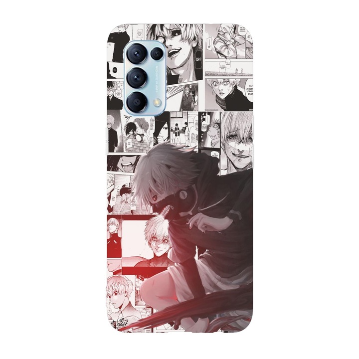 Капак, съвместим с Oppo A74 5G, Viceversa, модел Ken Kaneki Tokyo Ghoul Manga, силикон, TPU