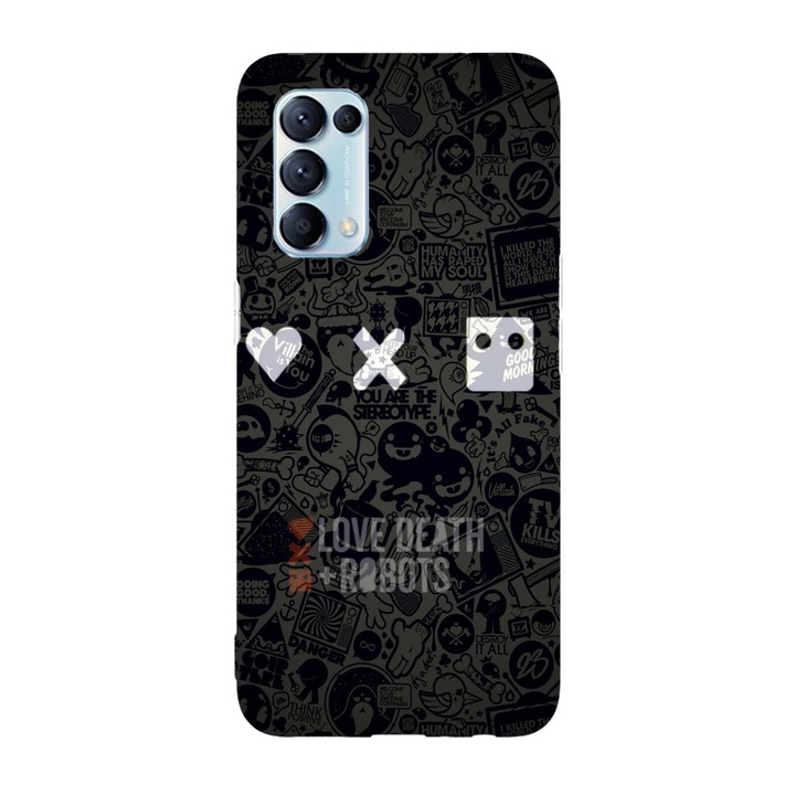 Калъф, съвместим с Oppo Reno 7, Viceversa, модел Love Death Robots, Silicon, TPU