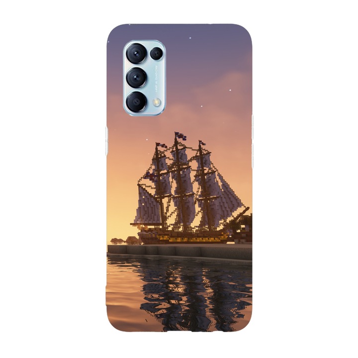 Tok kompatibilis: Oppo Reno 5, Viceversa, Kalózhajó Minecraft modell, Szilikon, TPU