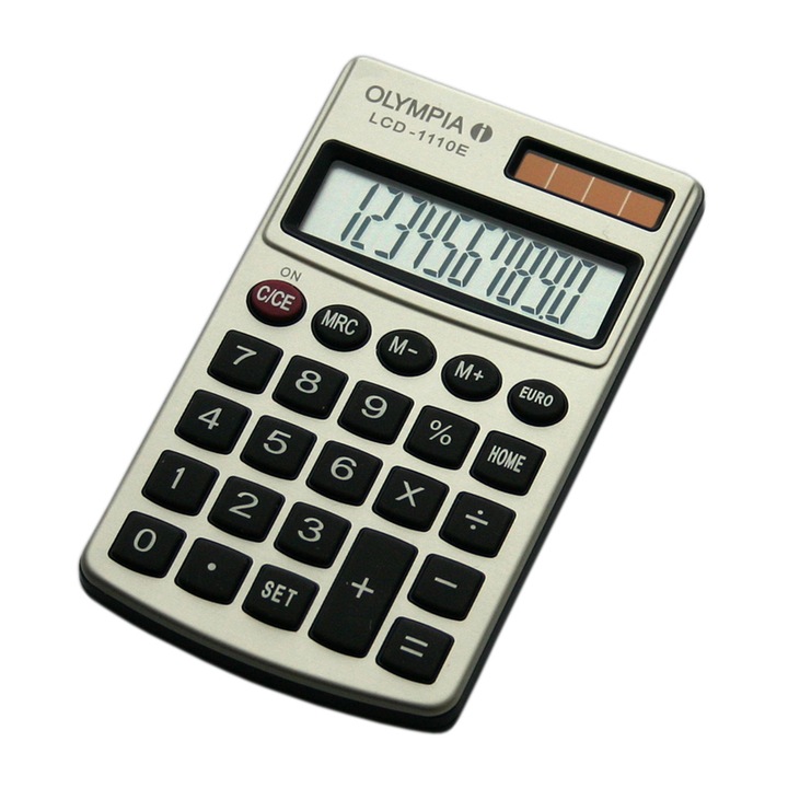 Olympia zsebszámológép, LCD kijelző, ezüst