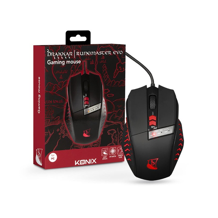 Mouse Gaming, Konix, Drakkar Runemaster Evo, Negru