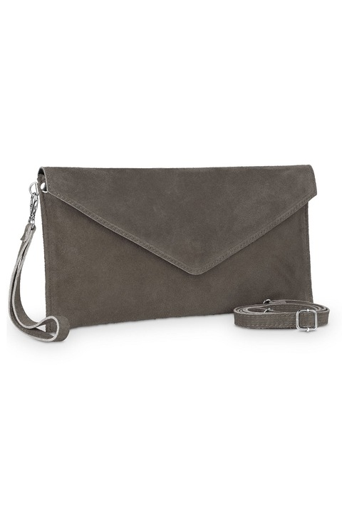 Geanta de dama, Vera Pelle, Piele intoarsa, VPL0362-DR, Gri inchis, 17x32x4