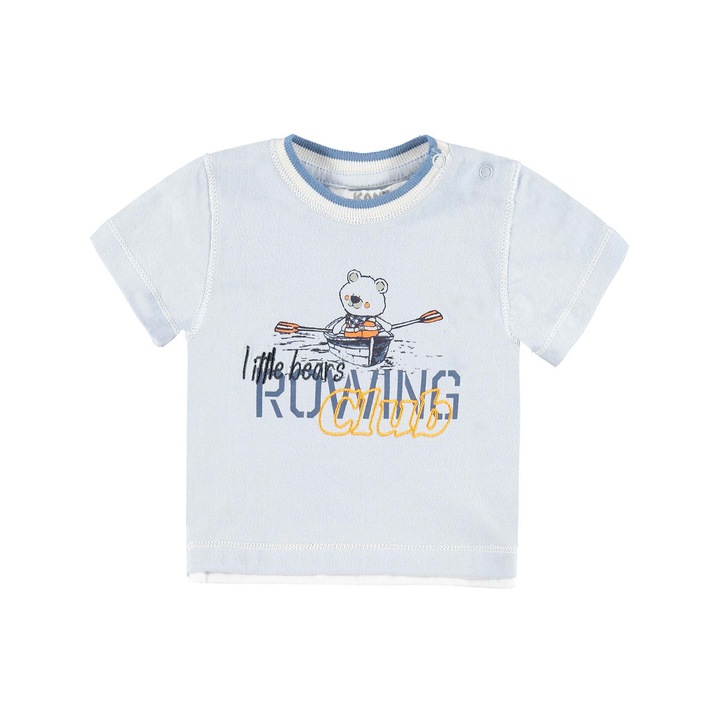 Тениска за момче, Kanz, памук/еластан, 6 месеца, синя, размер 68 см