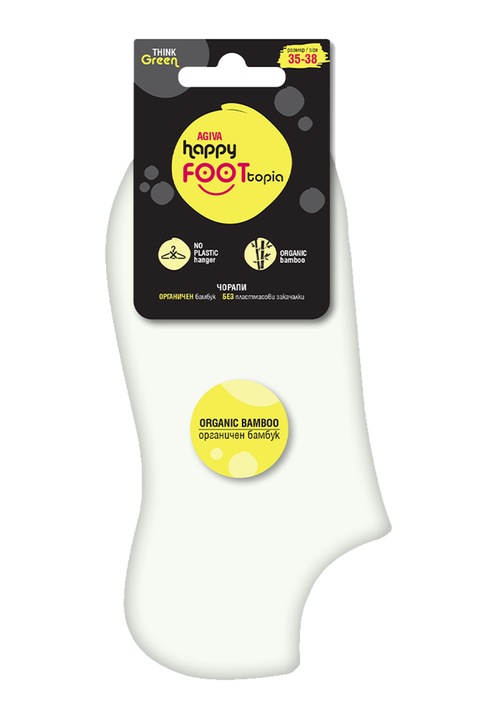 Șosete pentru femei Agiva Happy Foottopia Bamboo Sneaker, Alb