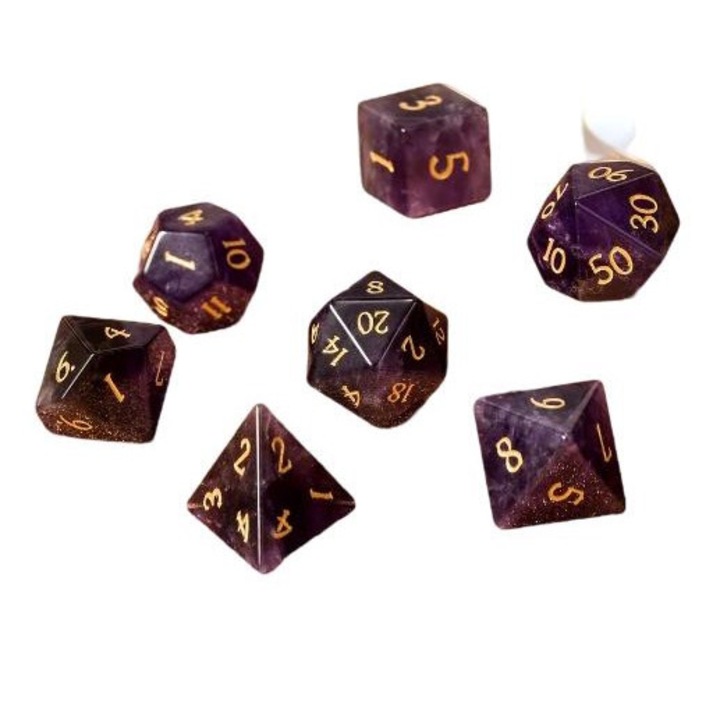 Set 7 zaruri Amethyst Dice Set, Plastic, Mov