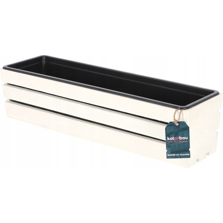 Ghiveci flori cu suport, Kotarbau, Lemn, 60cm, Alb/Gri antracit