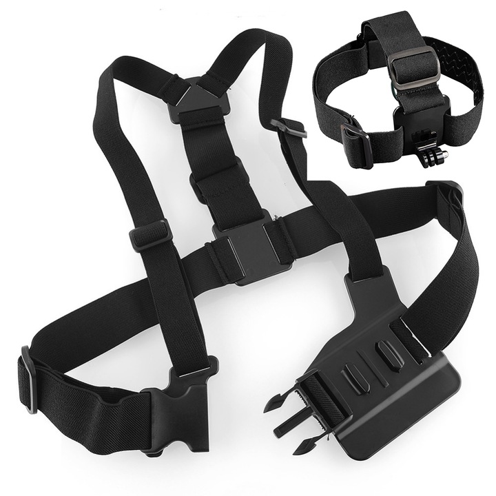 Комплект лента за глава и колан за гърди GP59, съвместими с GoPro, SJCAM