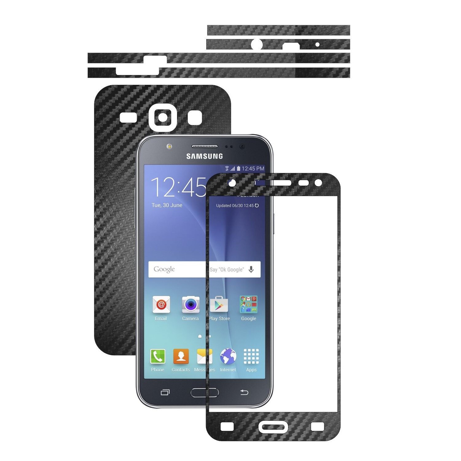 Folie de protectie Carbon Skinz, Husa de tip Skin Adeziv pentru Carcasa, Carbon Negru dedicata Samsung Galaxy J5 2015