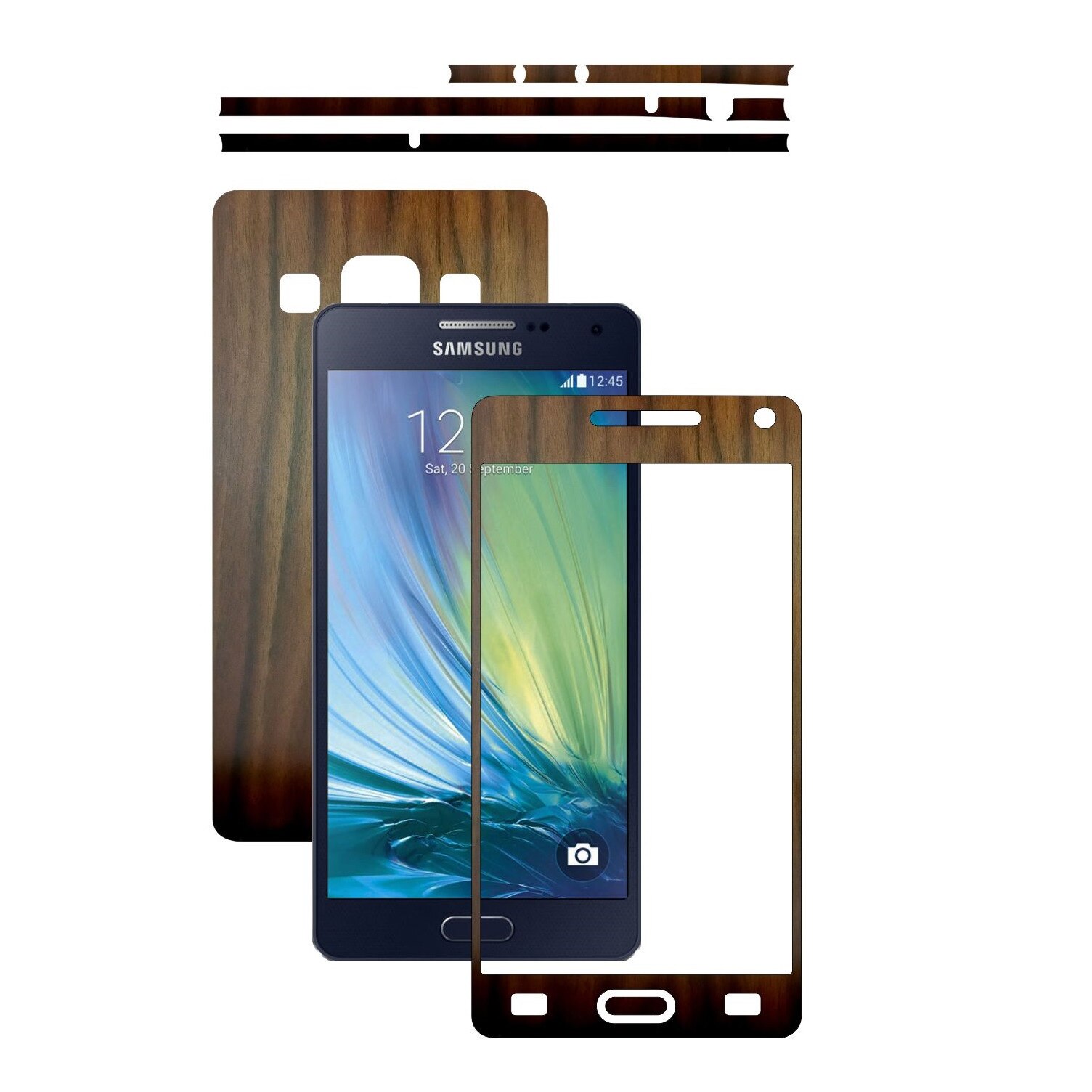 Folie de protectie Carbon Skinz, Husa de tip Skin Adeziv pentru Carcasa, Lemn Nuc Inchis dedicata Samsung Galaxy A5 2015