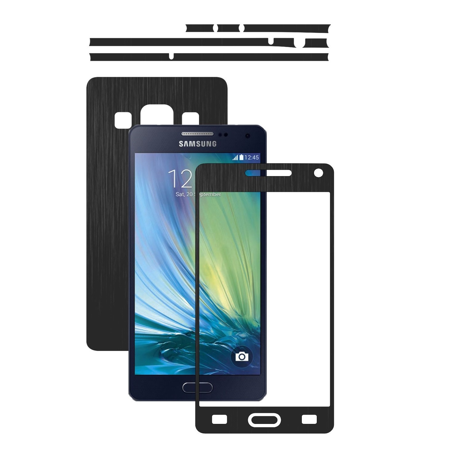Folie de protectie Carbon Skinz, Husa de tip Skin Adeziv pentru Carcasa, Brushed Negru dedicata Samsung Galaxy A5 2015