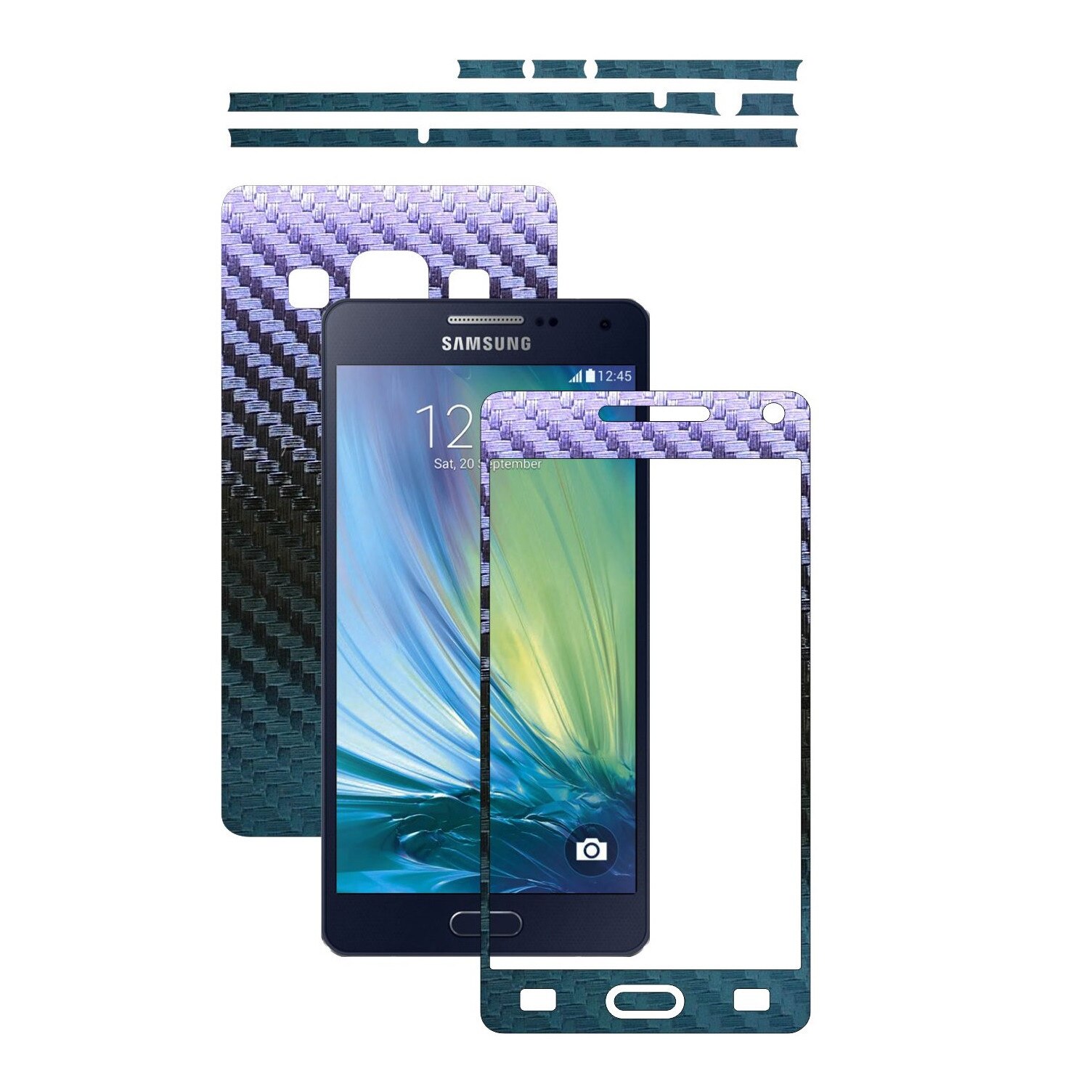 Folie de protectie Carbon Skinz, Husa de tip Skin Adeziv pentru Carcasa, Carbon Cameleon dedicata Samsung Galaxy A5 2015