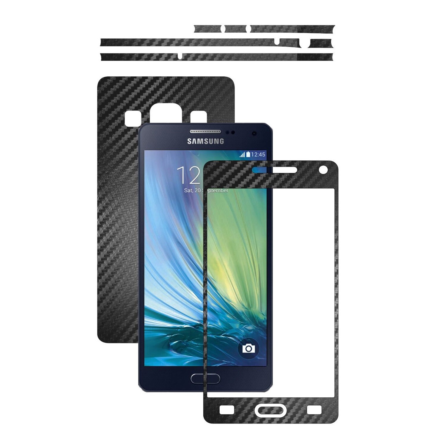 Folie de protectie Carbon Skinz, Husa de tip Skin Adeziv pentru Carcasa, Carbon Negru dedicata Samsung Galaxy A5 2015
