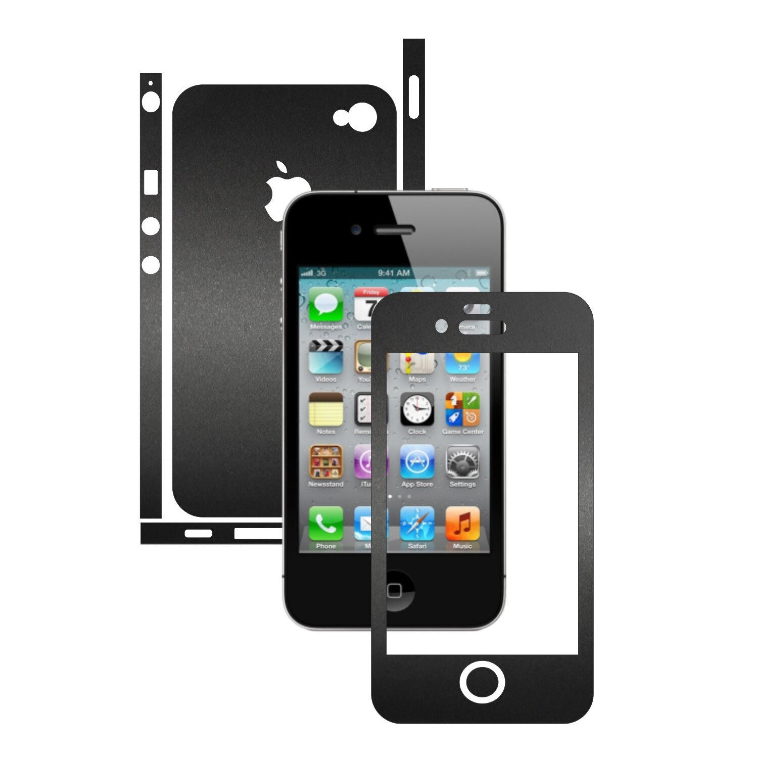 Folie de protectie Carbon Skinz, Husa de tip Skin Adeziv pentru Carcasa, Negru Mat dedicata Apple iPhone 4
