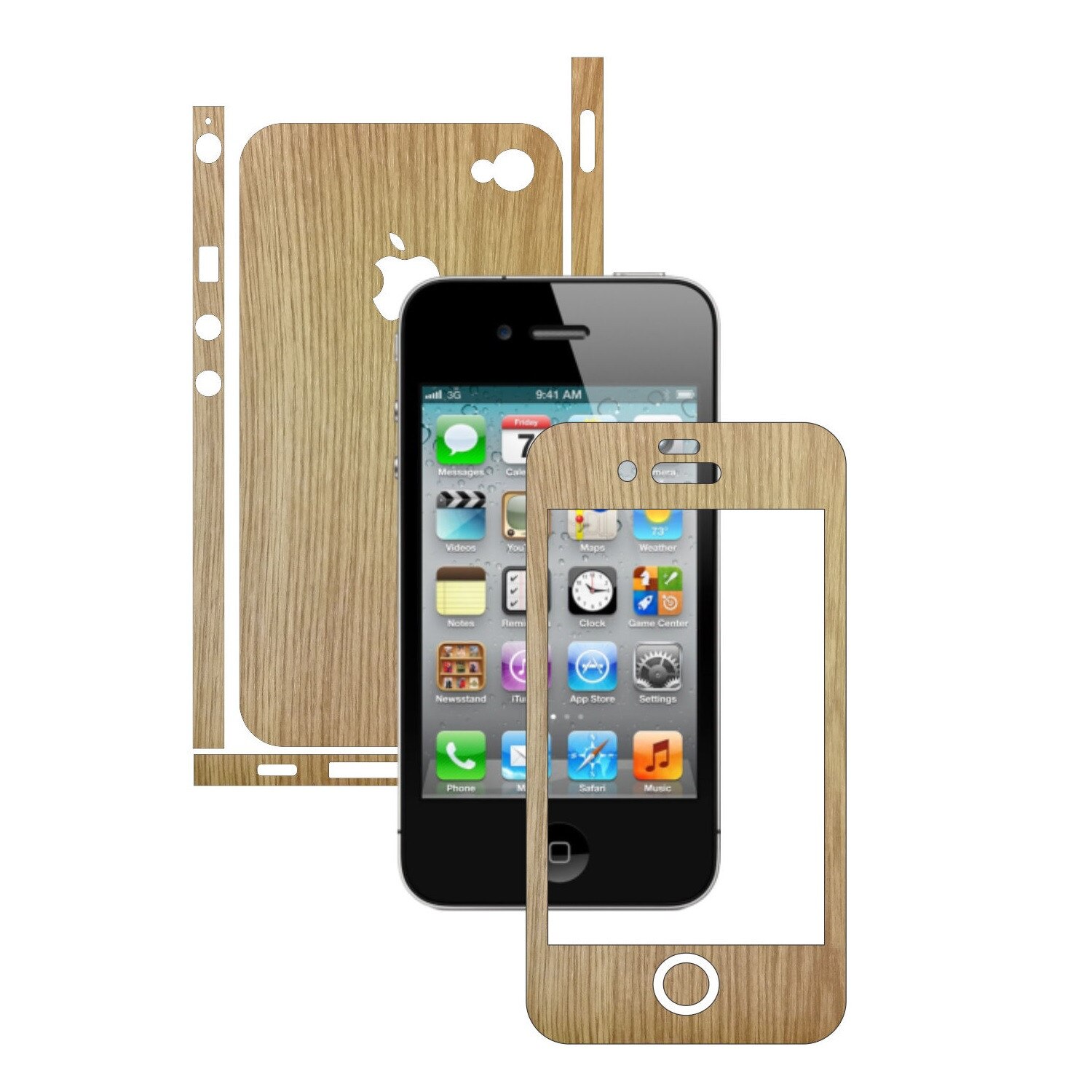 Folie de protectie Carbon Skinz, Husa de tip Skin Adeziv pentru Carcasa, Lemn Stejar dedicata Apple iPhone 4
