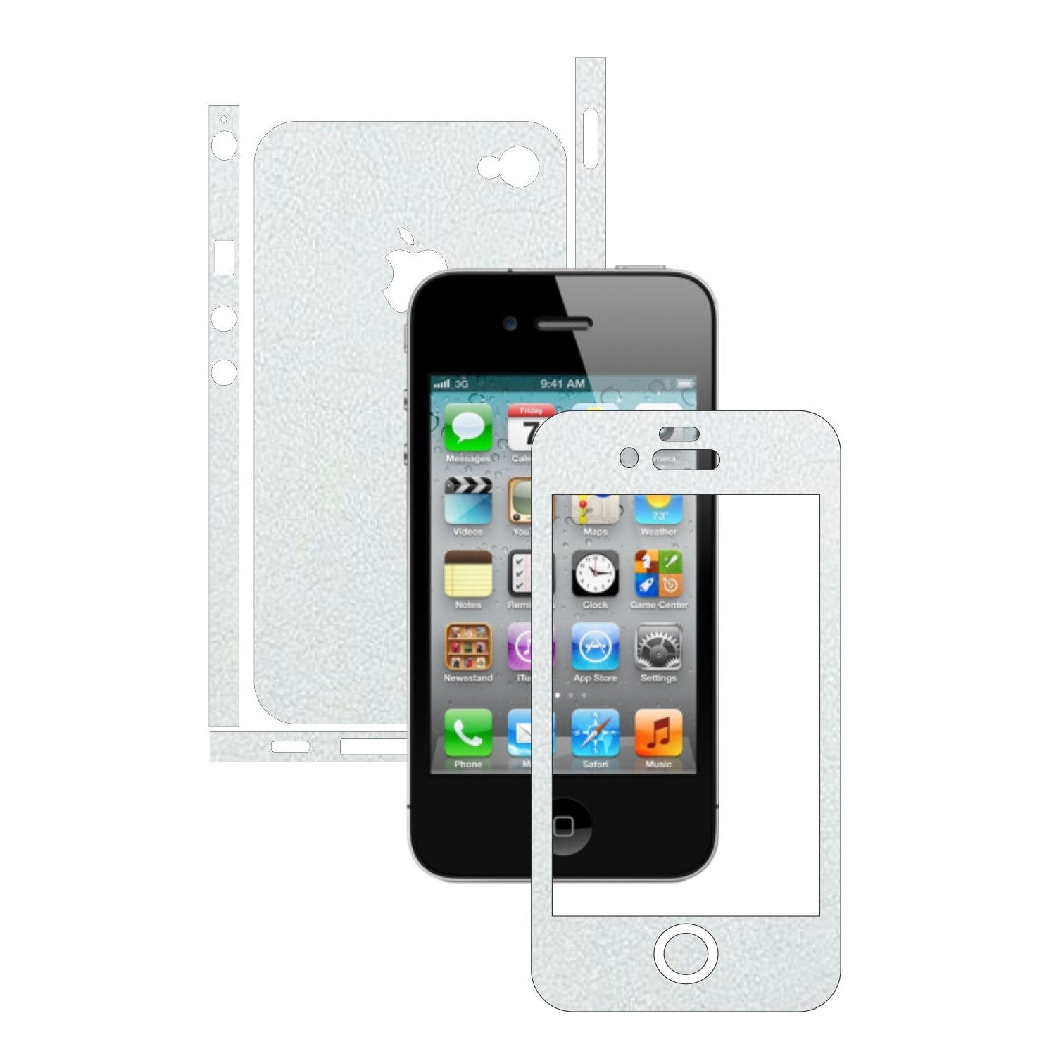 Folie de protectie Carbon Skinz, Husa de tip Skin Adeziv pentru Carcasa, Piele Alba dedicata Apple iPhone 4