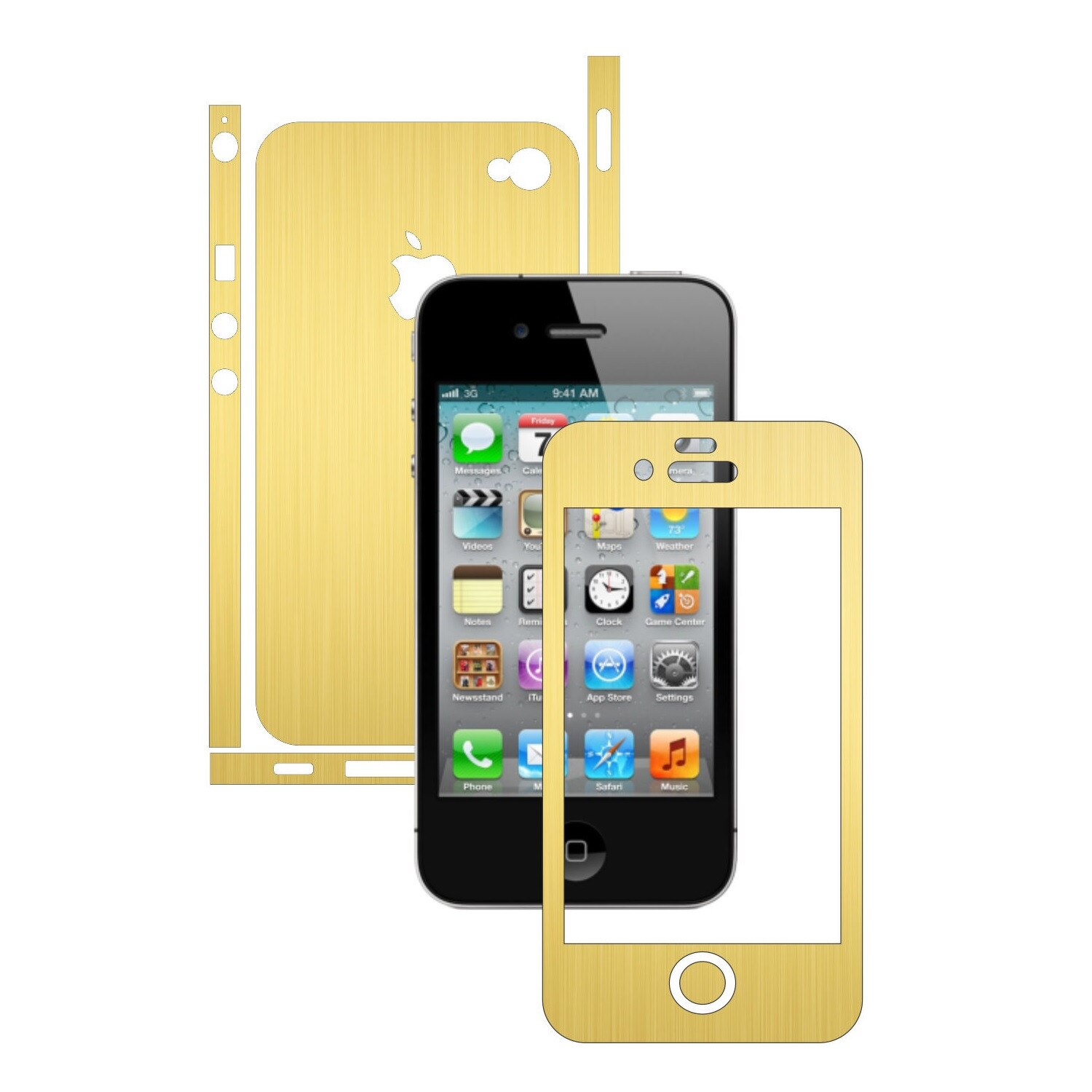 Folie de protectie Carbon Skinz, Husa de tip Skin Adeziv pentru Carcasa, Brushed Auriu dedicata Apple iPhone 4