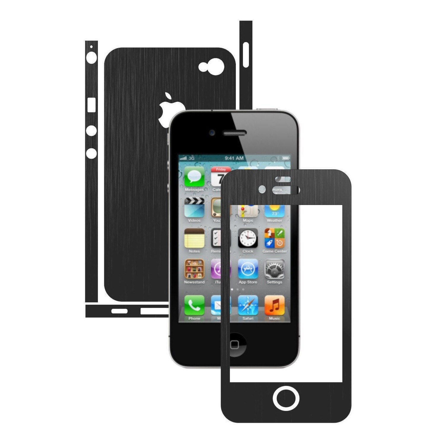 Folie de protectie Carbon Skinz, Husa de tip Skin Adeziv pentru Carcasa, Brushed Negru dedicata Apple iPhone 4