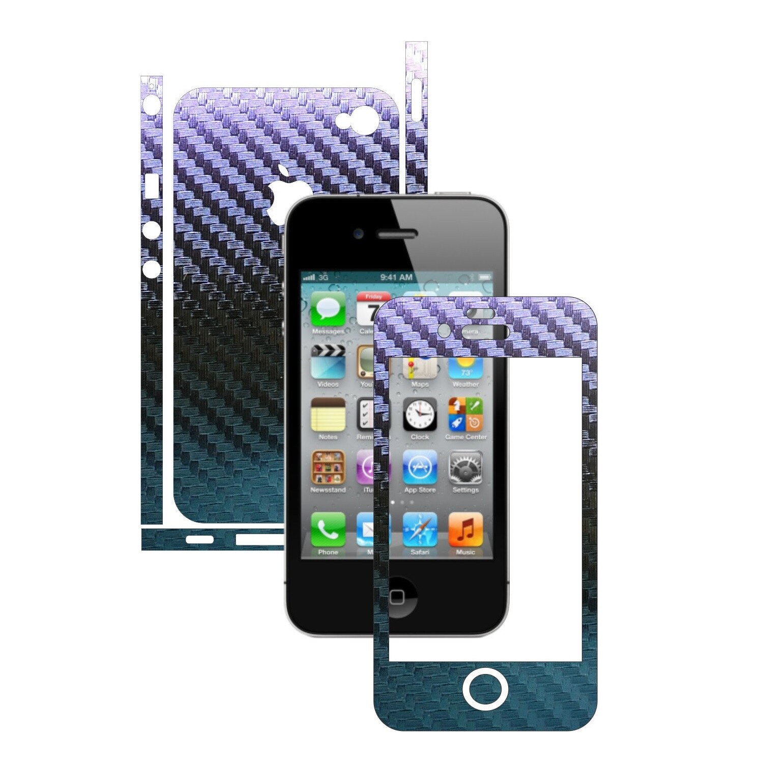 Folie de protectie Carbon Skinz, Husa de tip Skin Adeziv pentru Carcasa, Carbon Cameleon dedicata Apple iPhone 4