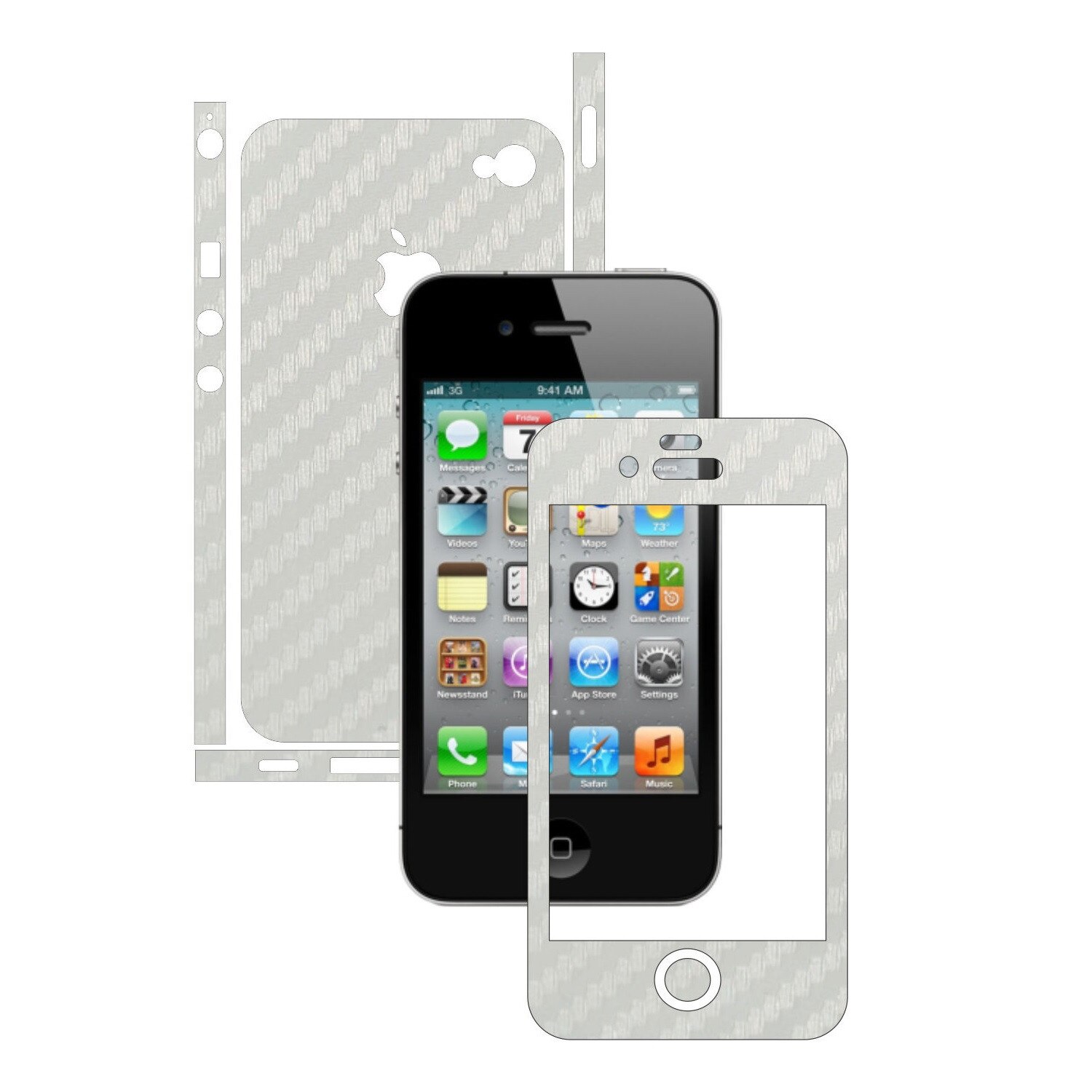 Folie de protectie Carbon Skinz, Husa de tip Skin Adeziv pentru Carcasa, Carbon Alb dedicata Apple iPhone 4