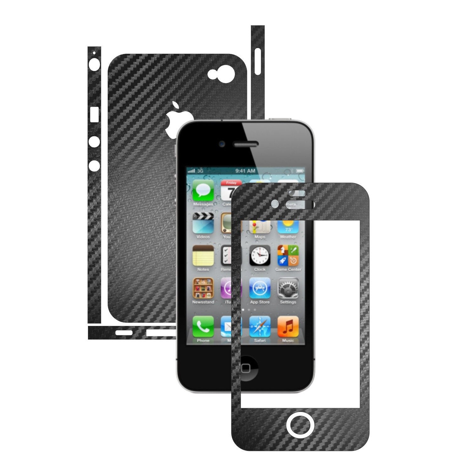 Folie de protectie Carbon Skinz, Husa de tip Skin Adeziv pentru Carcasa, Carbon Negru dedicata Apple iPhone 4