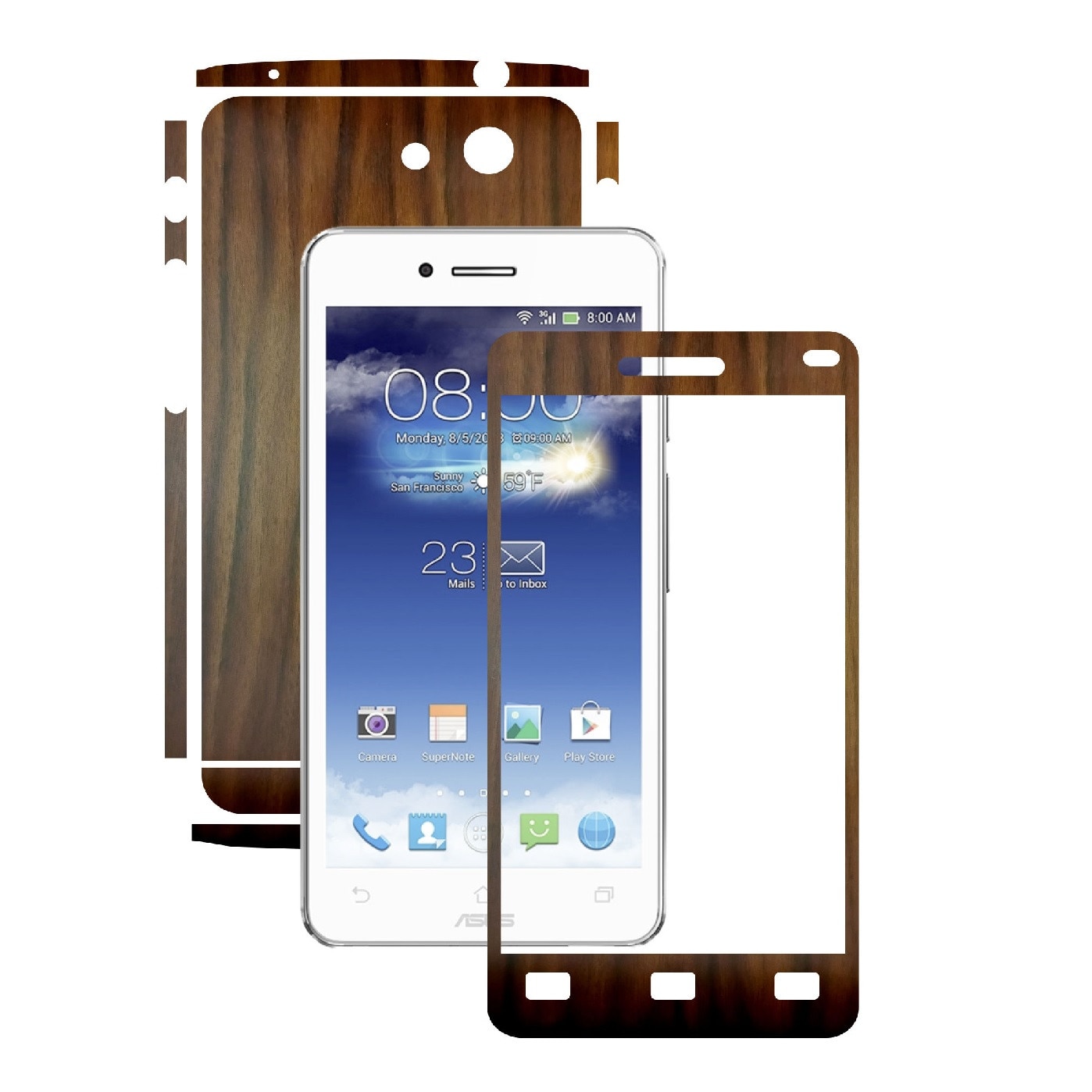 Folie de protectie Carbon Skinz, Husa de tip Skin Adeziv pentru Carcasa, Lemn Nuc Inchis dedicata Asus Padfone Infinity 2