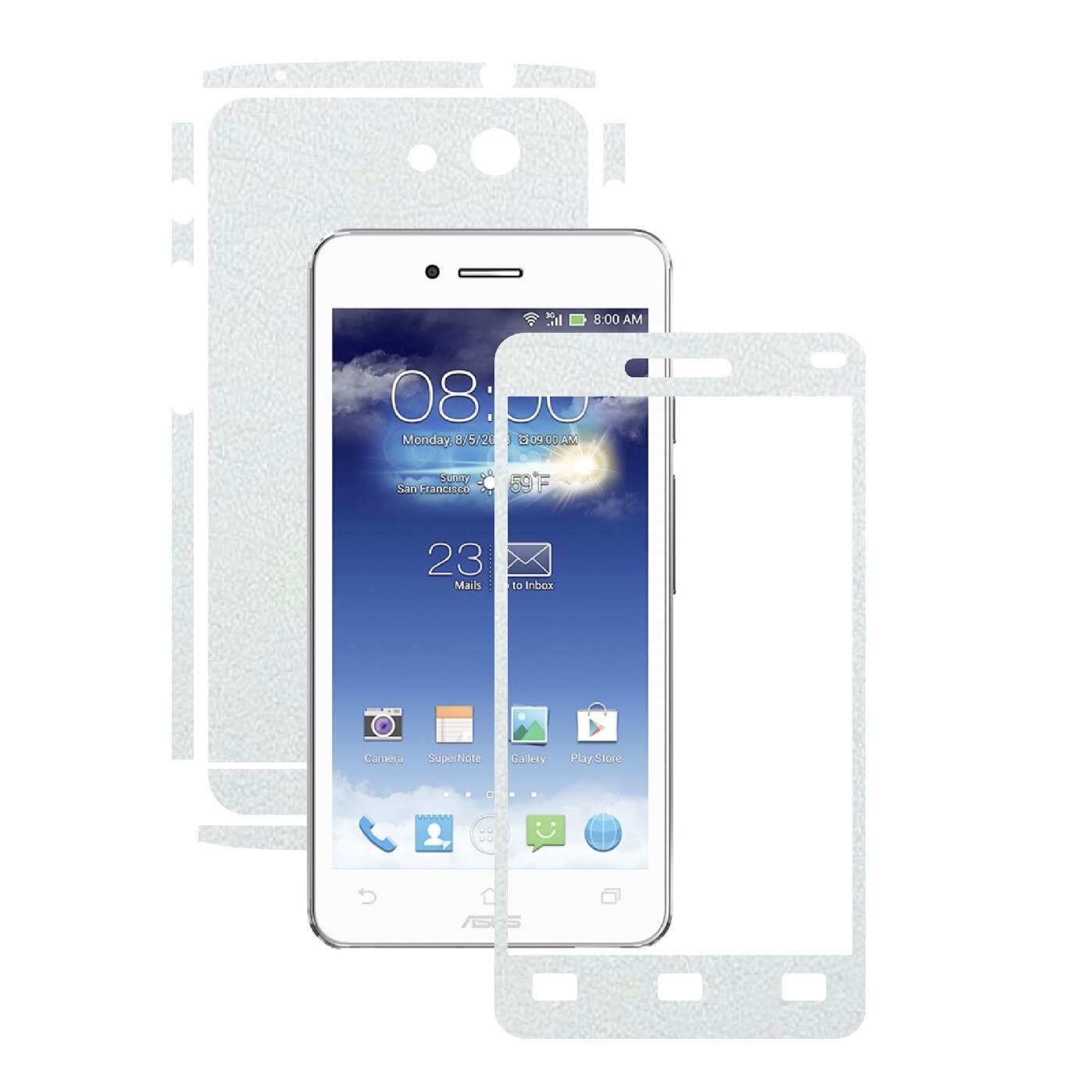 Folie de protectie Carbon Skinz, Husa de tip Skin Adeziv pentru Carcasa, Piele Alba dedicata Asus Padfone Infinity 2