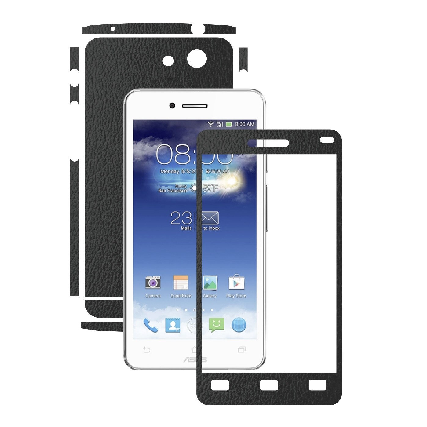 Folie de protectie Carbon Skinz, Husa de tip Skin Adeziv pentru Carcasa, Piele Neagra dedicata Asus Padfone Infinity 2