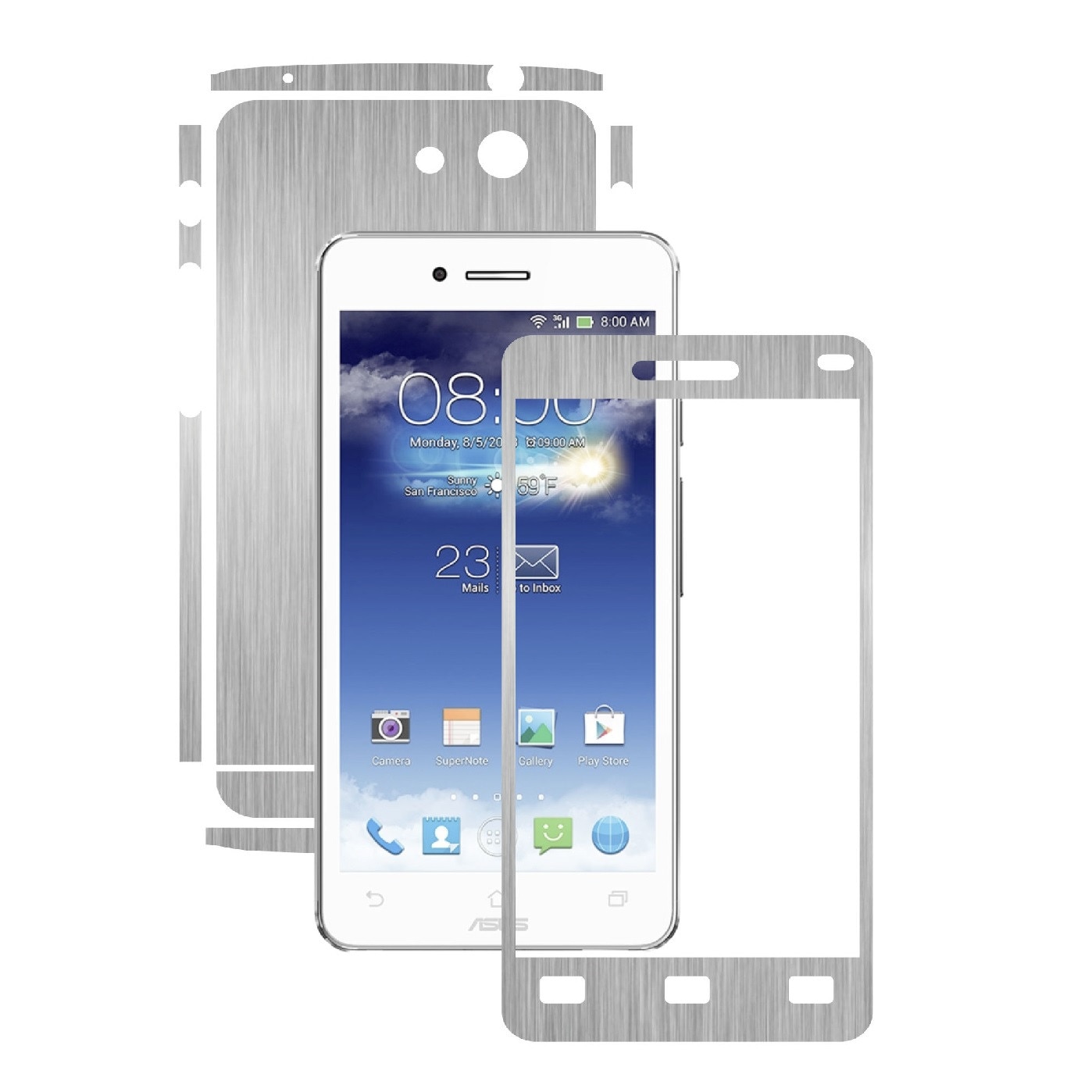 Folie de protectie Carbon Skinz, Husa de tip Skin Adeziv pentru Carcasa, Brushed Argintiu dedicata Asus Padfone Infinity 2