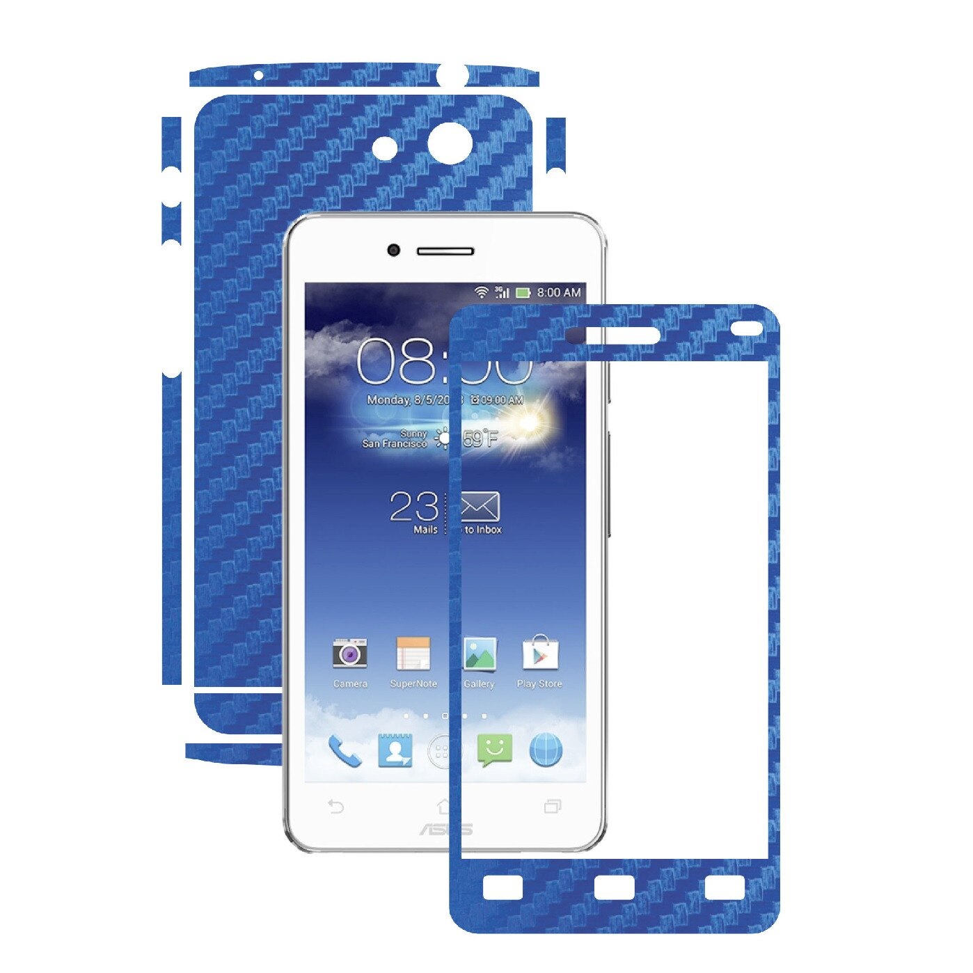 Folie de protectie Carbon Skinz, Husa de tip Skin Adeziv pentru Carcasa, Carbon Albastru dedicata Asus Padfone Infinity 2
