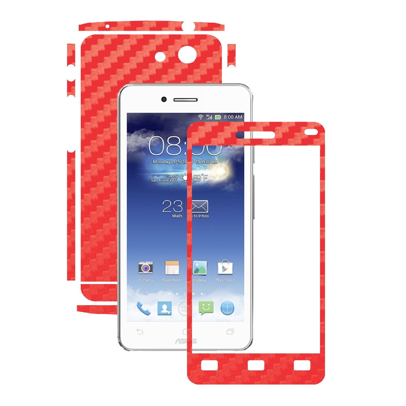 Folie de protectie Carbon Skinz, Husa de tip Skin Adeziv pentru Carcasa, Carbon Rosu dedicata Asus Padfone Infinity 2