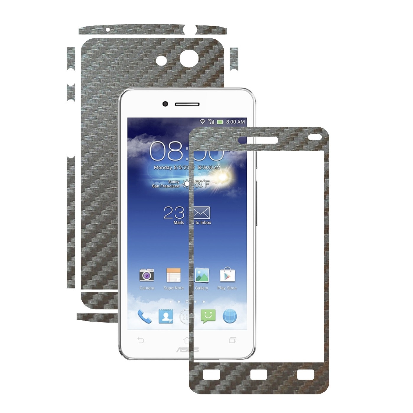 Folie de protectie Carbon Skinz, Husa de tip Skin Adeziv pentru Carcasa, Carbon Gri Argintiu dedicata Asus Padfone Infinity 2