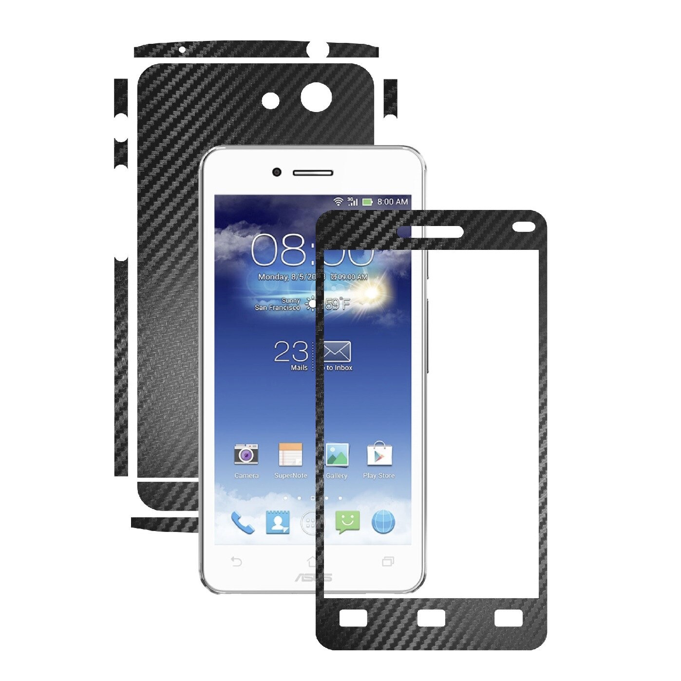 Folie de protectie Carbon Skinz, Husa de tip Skin Adeziv pentru Carcasa, Carbon Negru dedicata Asus Padfone Infinity 2