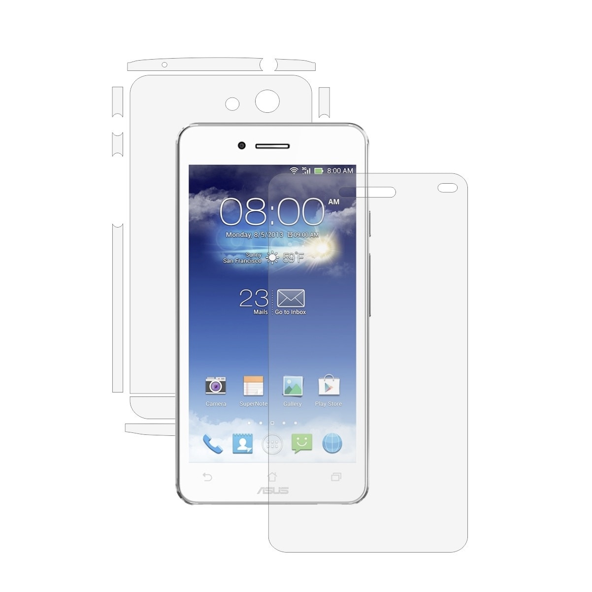 Folie Protectie Full Body Invisible Skinz Ultra-Clear HD, Husa Transparenta de tip Skin Adeziv pentru Carcasa si Ecran, dedicata Asus Padfone Infinity 2
