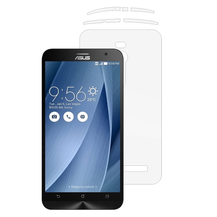 Invisible Skinz Ultra-Clear Self-Regenerating Protective Film, Adhesive Skin Transparent Cover for Case and Sides, посветен на Asus Zenfone 2
