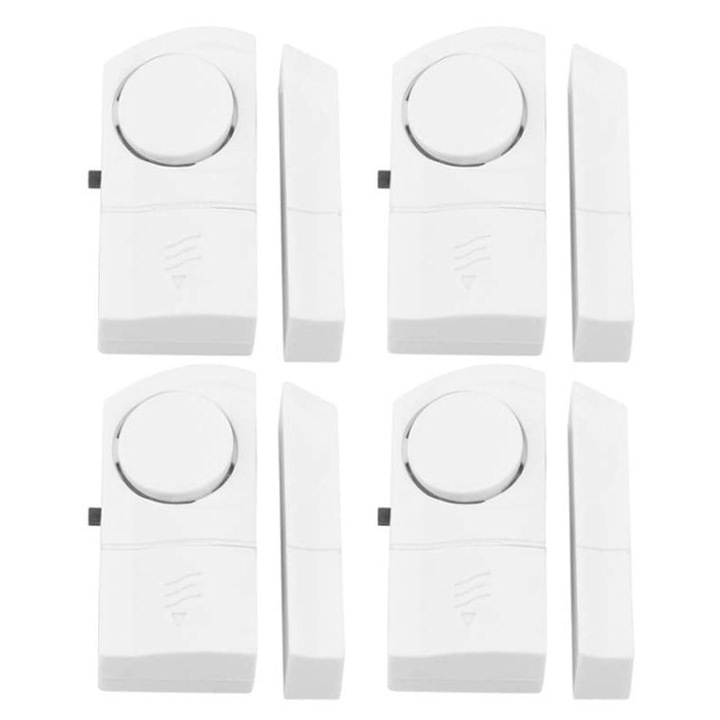Set 4 alarme deschidere usi Olympia, 90db, Alb