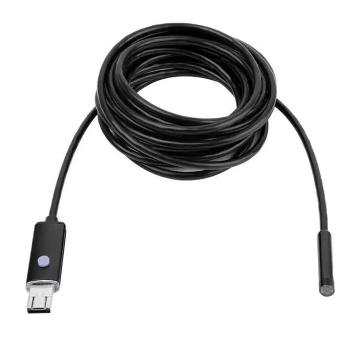 Camera Endoscopica SIKS pentru Telefon, 6 x LED, USB/ MicroUSB, IP67, Cablu 5 m, Negru